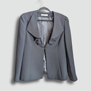 Tahari Arthur S. Levine Black Ruffle Collar Blazer